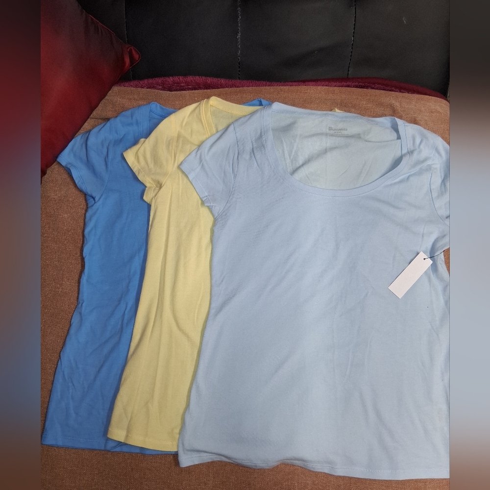 Women's Basic T-Shirt Set - Blue, Yellow, Light Blue